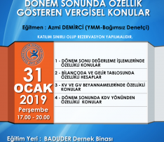 Dönem Sonunda Özellik Gösteren Vergisel Konular – Rezervasyon Kotası Dolmuştur.