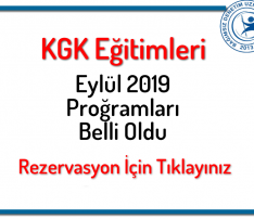 Eylül 2019 Sürekli Eğitim Takvimi Belli Oldu