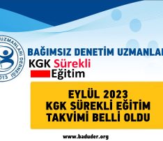 Eylül KGK SÜREKLİ EĞİTİM Takvimi Belli Oldu