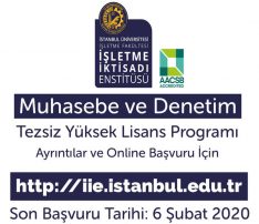 İşletme İktisadı Enstitüsü 2020 – 2021 Bahar Dönemi Tezsiz Yüksek Lisans Başvuruları